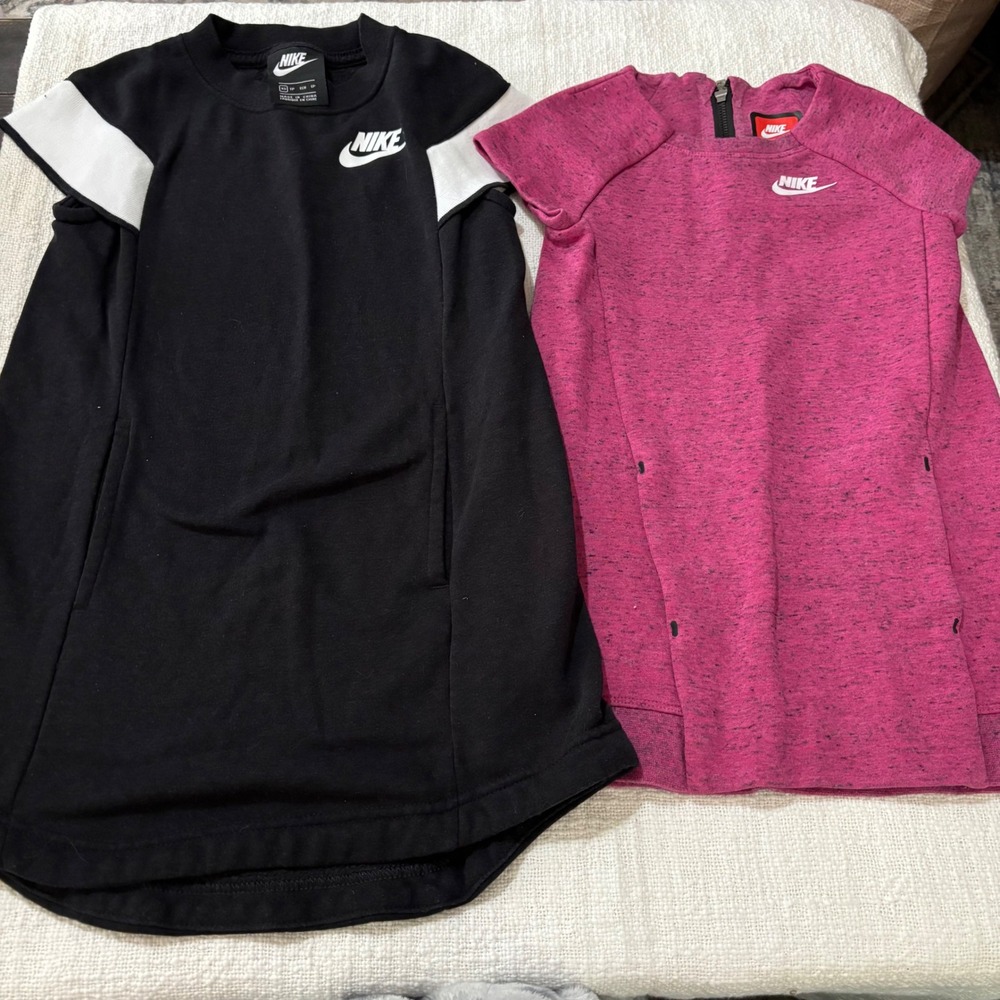 Nike Girls Sportswear Fleece Dress Lot 2 Pack Black Pink XS TP 3-4 Years